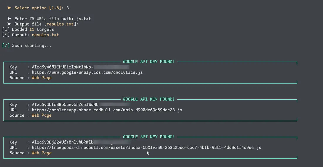 Key extraction results