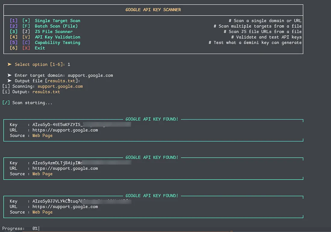Mode 1 — Single domain scan