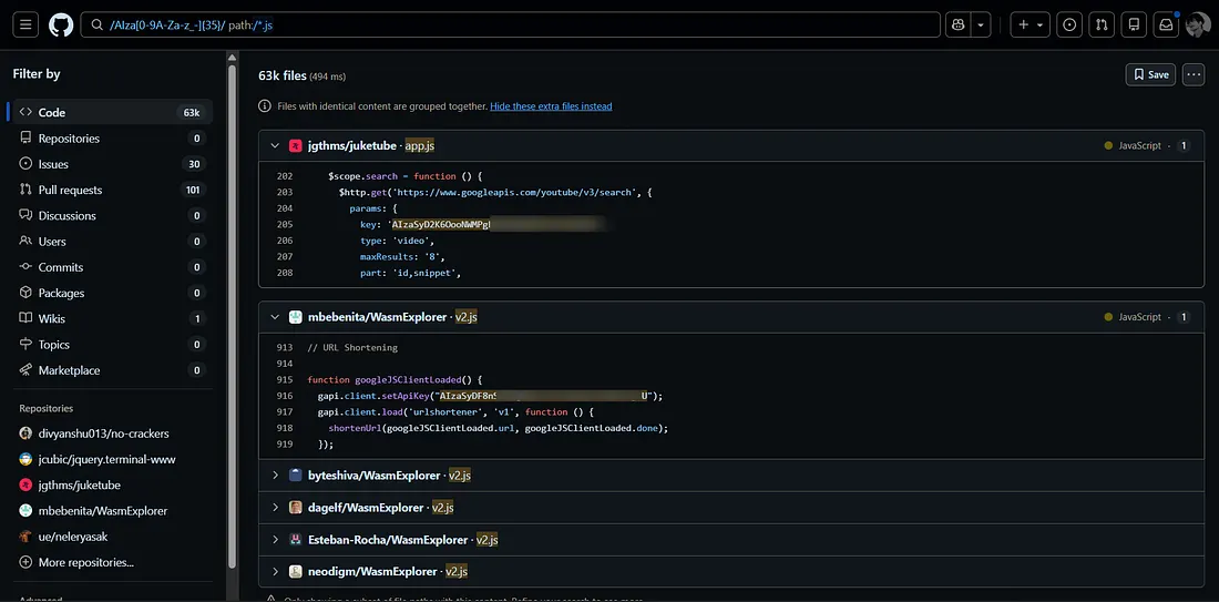 JS file dork results 2