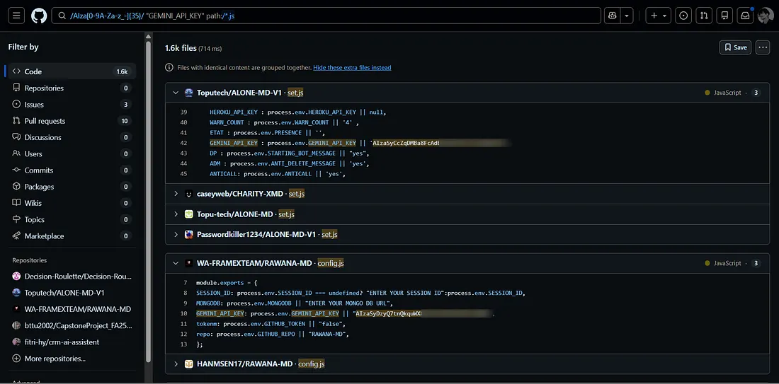 JS file dork results