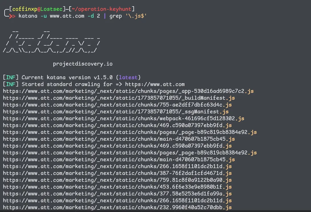 Katana JS URL collection