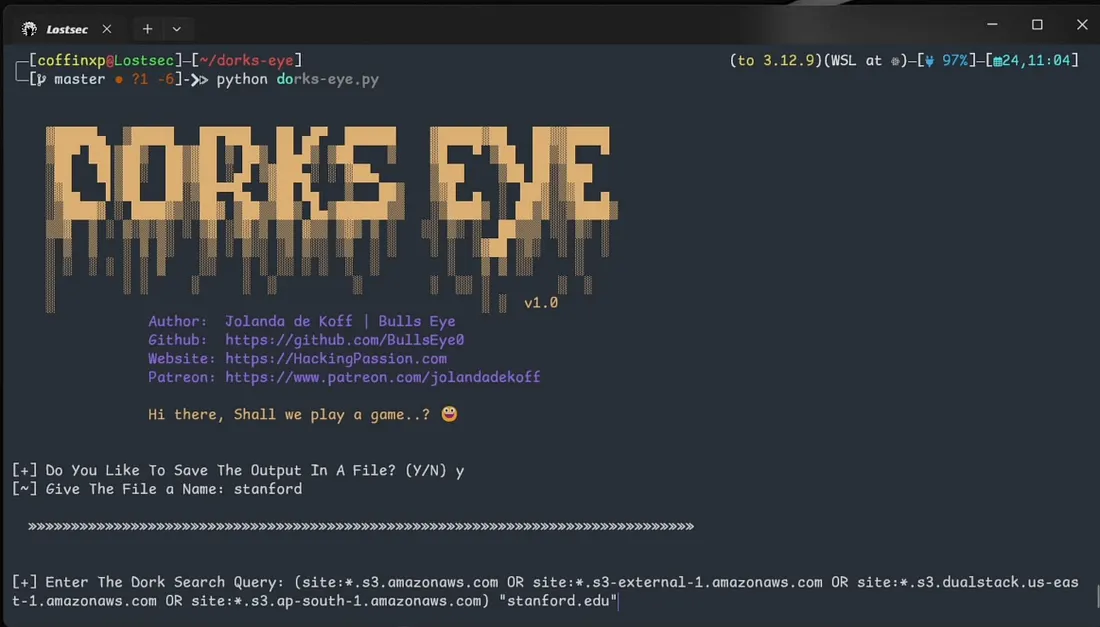 DorkEye tool