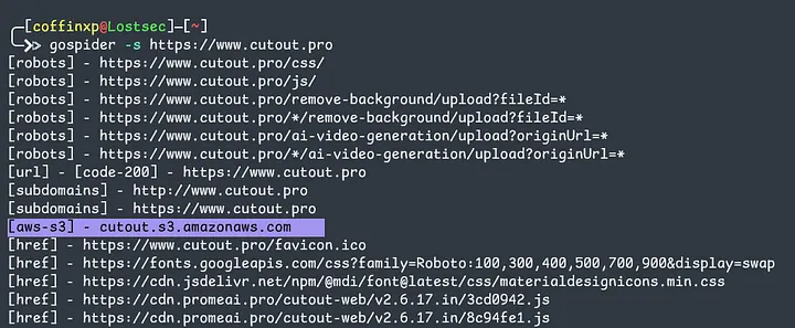 Gospider basic commands
