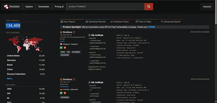 Shodan dorking results