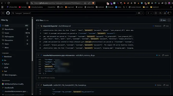 JSON keyword search results