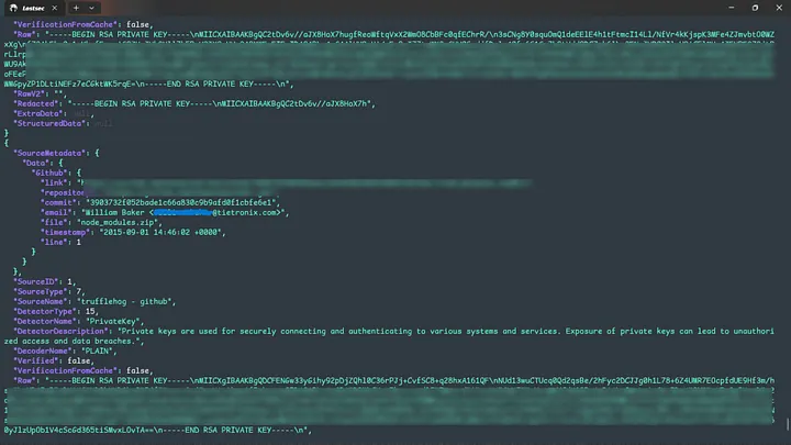 TruffleHog JSON output