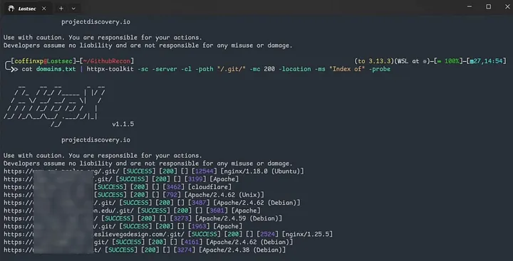 httpx-toolkit .git scan