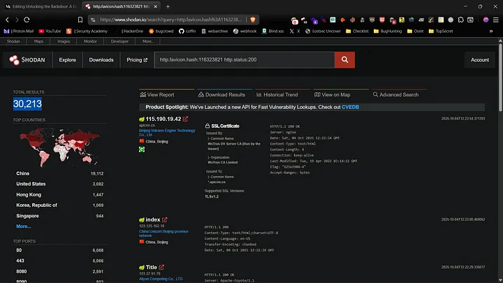Shodan search results