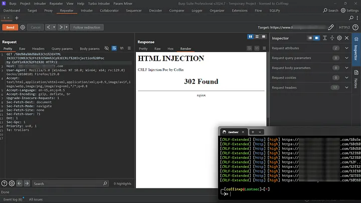 HTML injection via CRLF